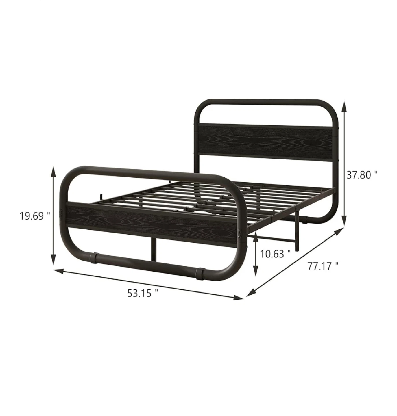 Metal Bed Frame with Wood Accents - Full (Double) Size - photo 5