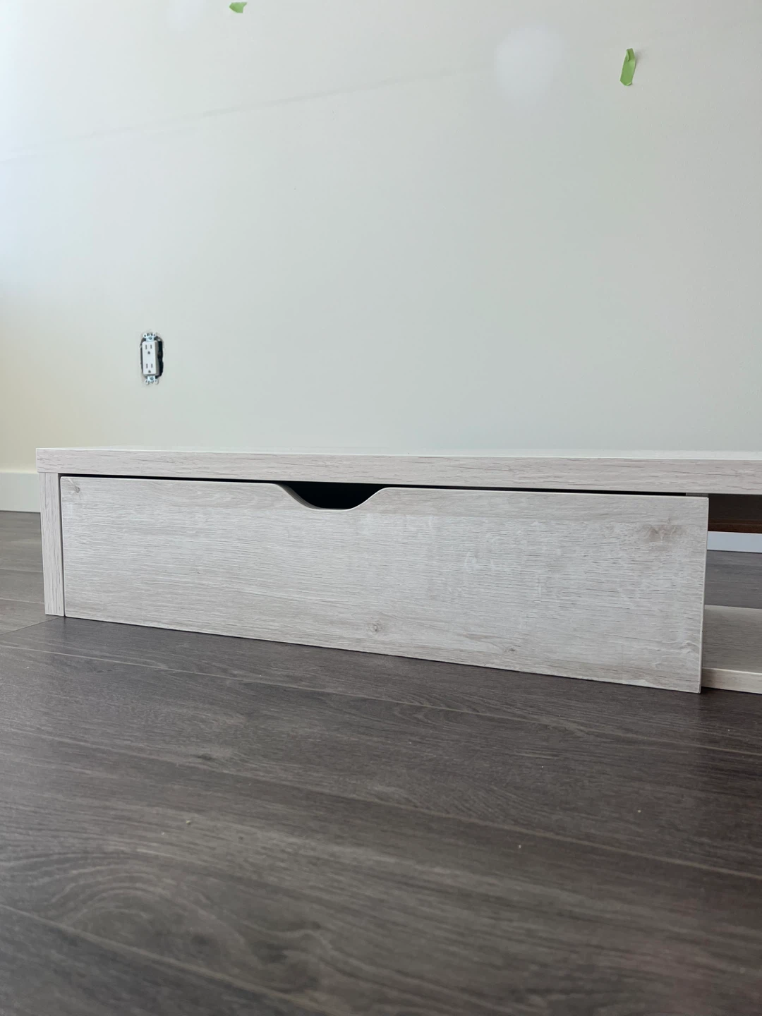 Modern Floating TV Stand with Drawer - Light Wood Finish - photo 2