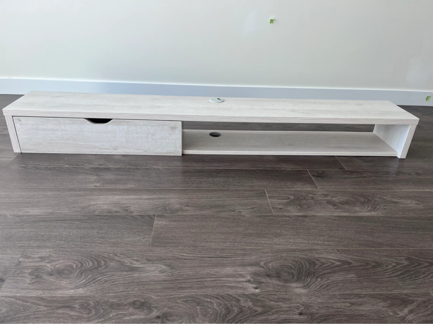 Modern Floating TV Stand with Drawer - Light Wood Finish