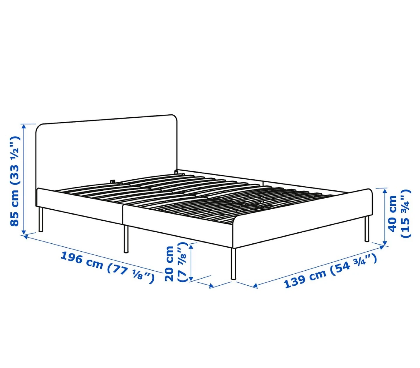 IKEA Neiden Bed Frame with 2 mattresses