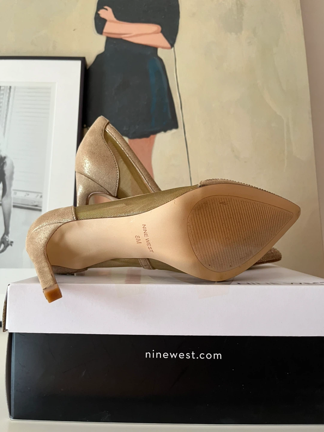 Nine West Women's Gold Mesh Embellished Stiletto Pumps Size 8M - photo 4