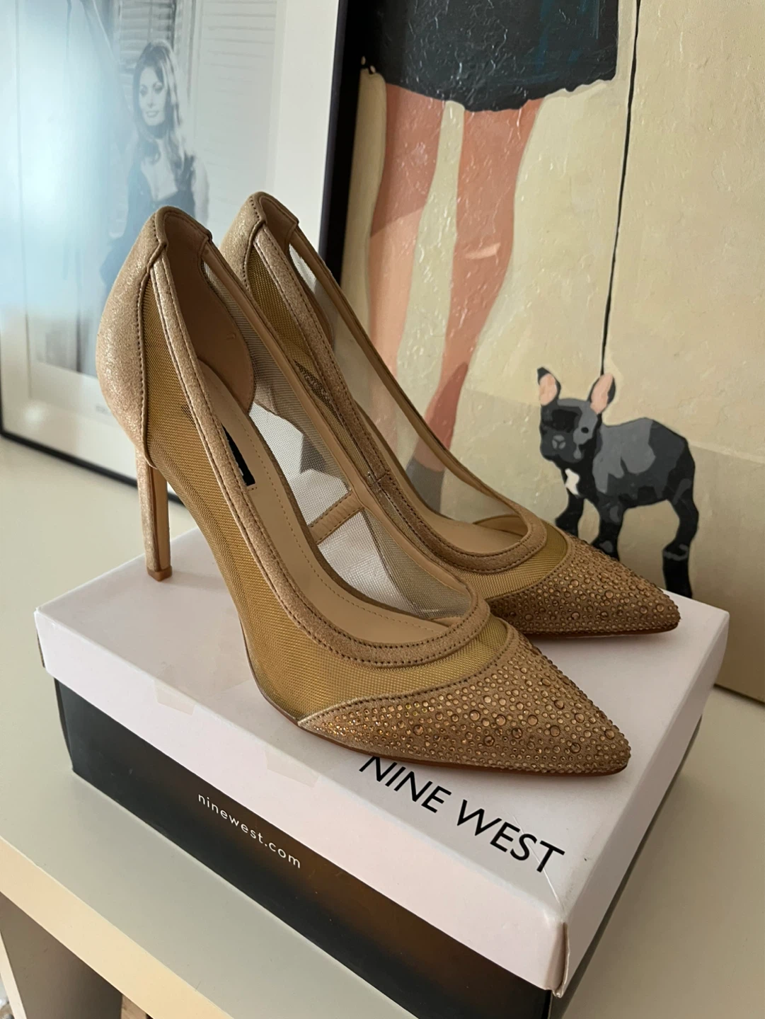 Nine West Women's Gold Mesh Embellished Stiletto Pumps Size 8M - photo 3