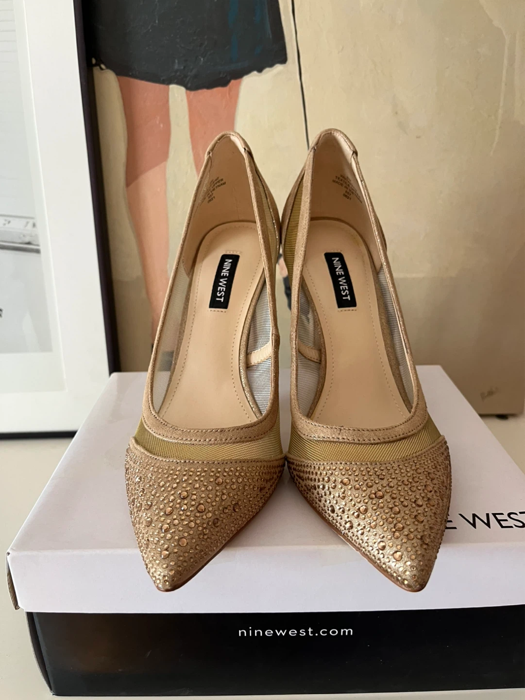 Nine West Women's Gold Mesh Embellished Stiletto Pumps Size 8M - photo 5