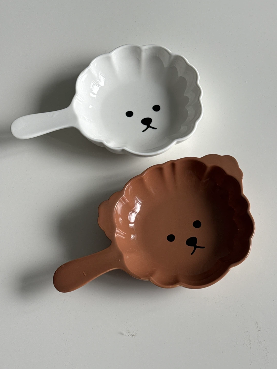Set of 2 Ceramic Bear Face Dishes