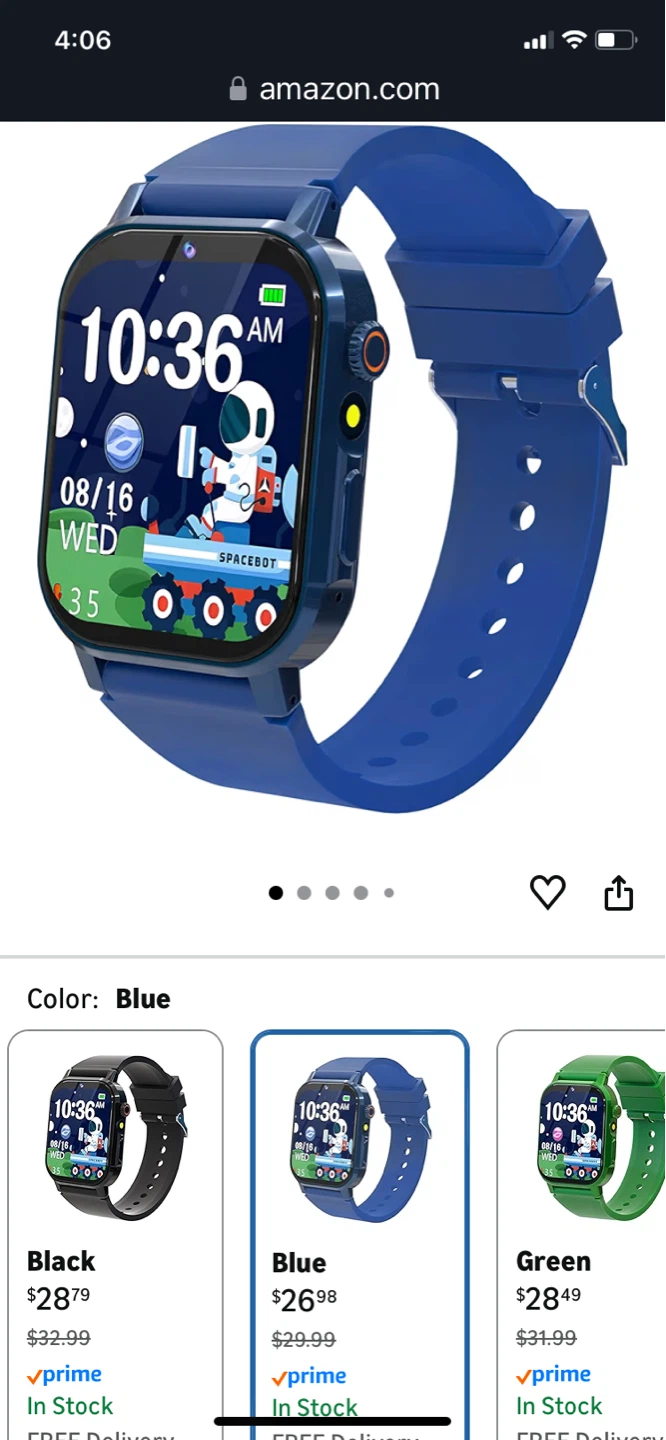 Best gift -Blue Kids Smart Watch with HD Camera and Games