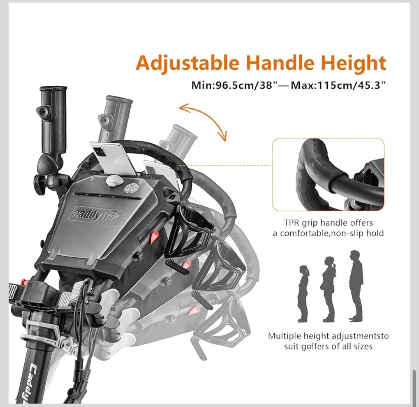 CaddyTek 3 Wheel Golf Push Cart with Swivel Front Wheel - photo 5