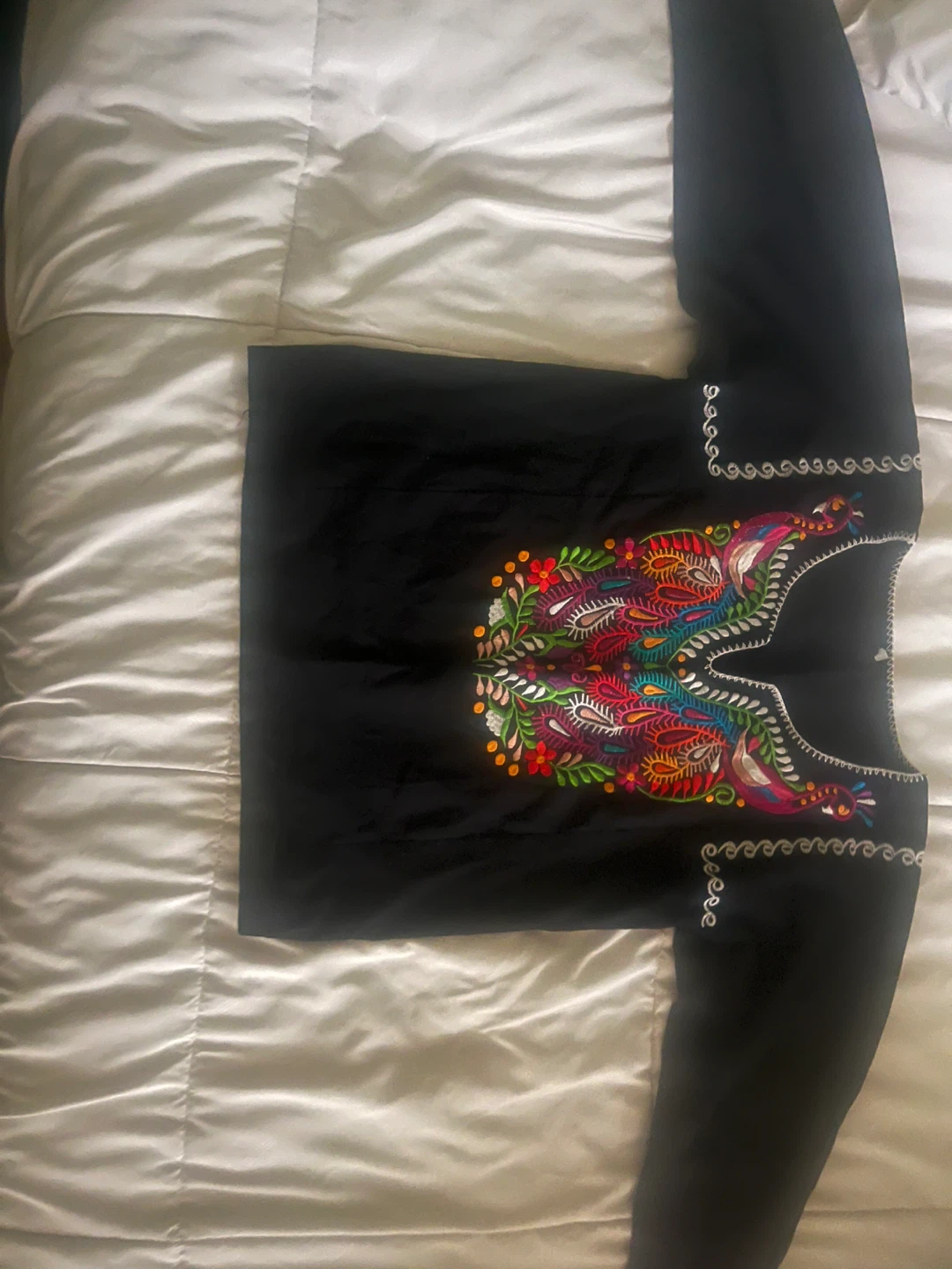 Black Embroidered Tunic Top