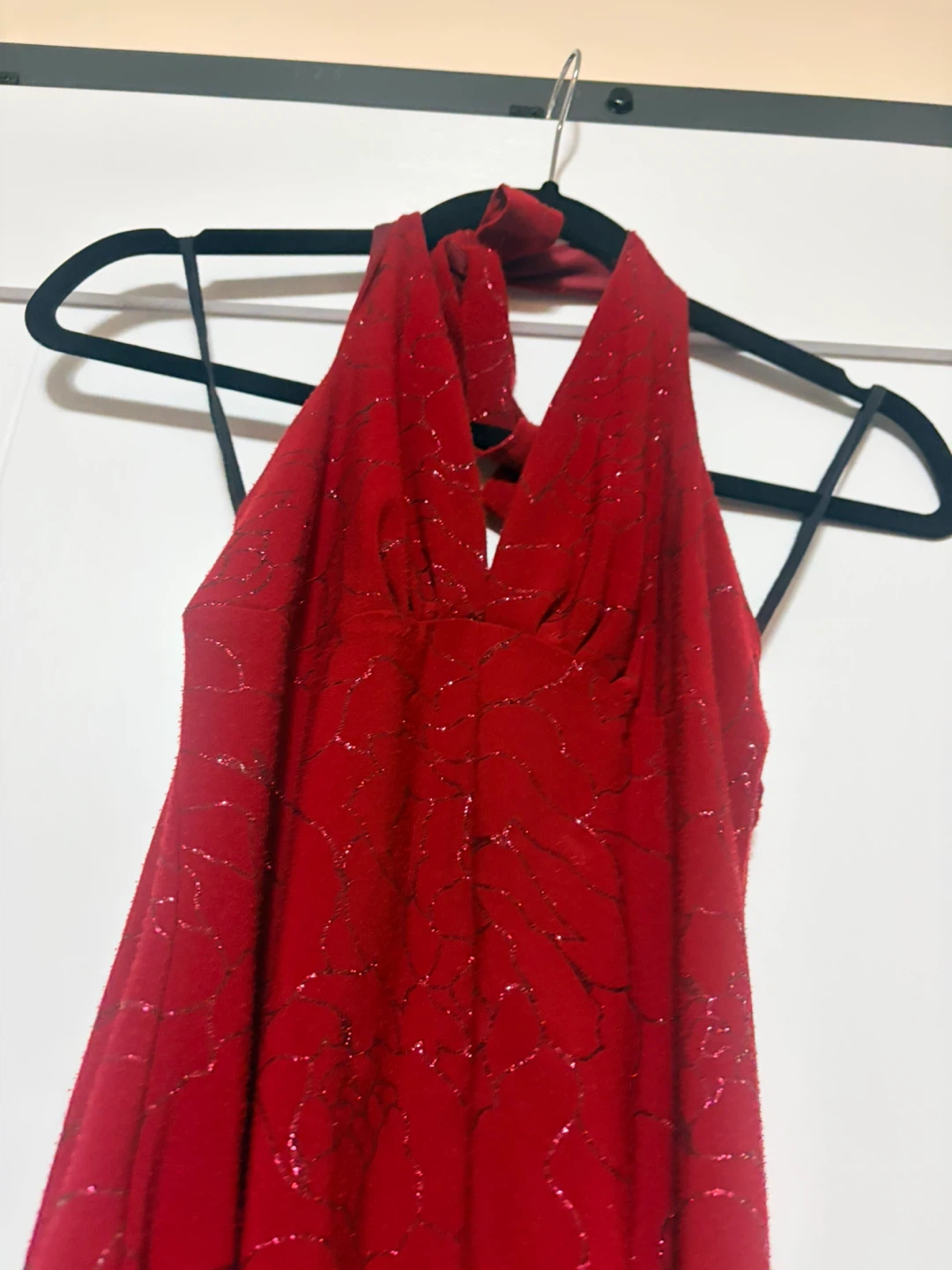 Red Halter Neck Sparkle Maxi Dress - photo 2