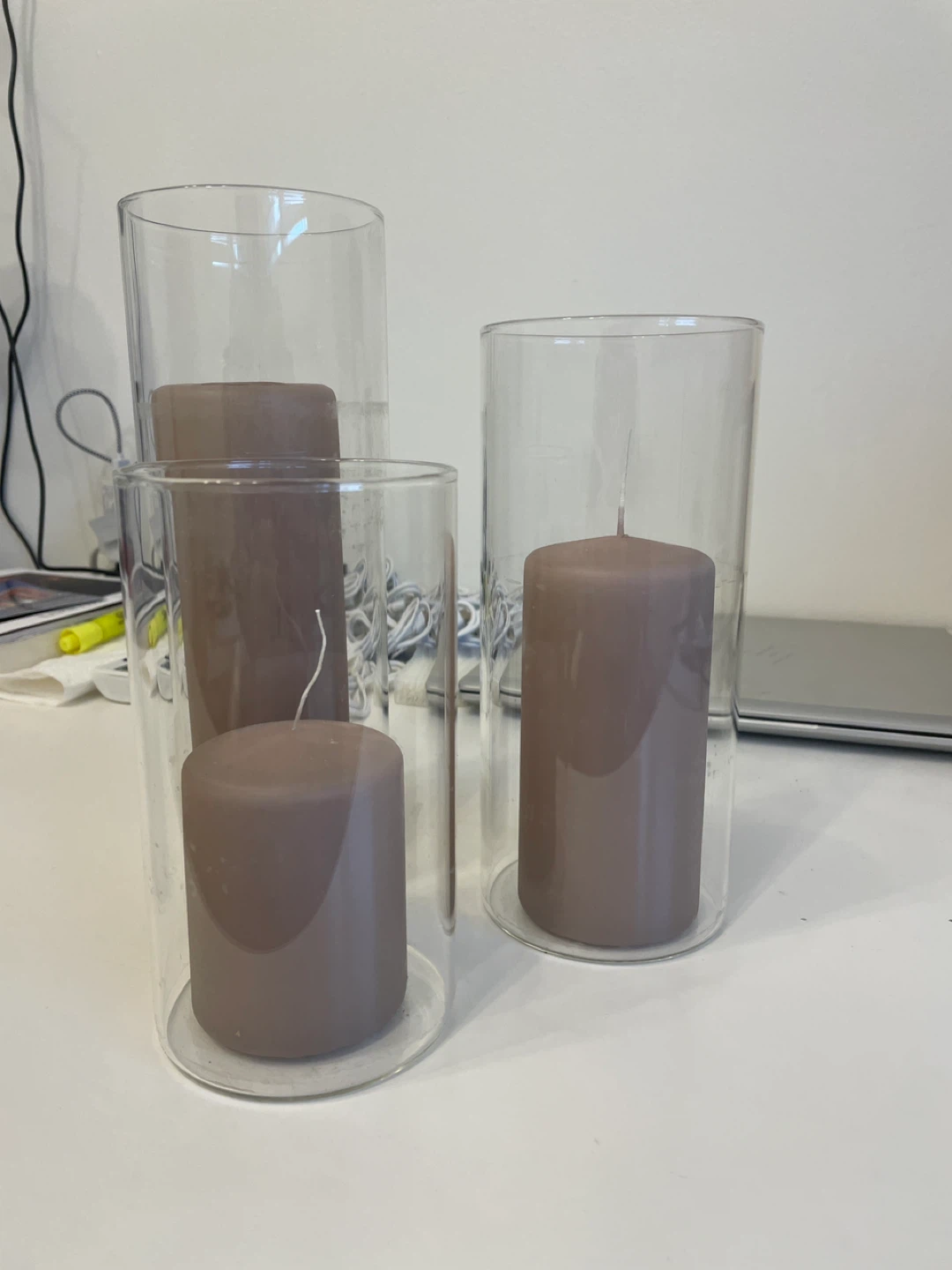 Yummi Candles Cylinder Glass Vases (11 sets of 3; total 33)