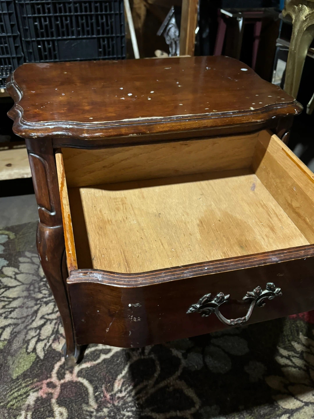 Vintage Wooden End Table with Drawer - photo 4