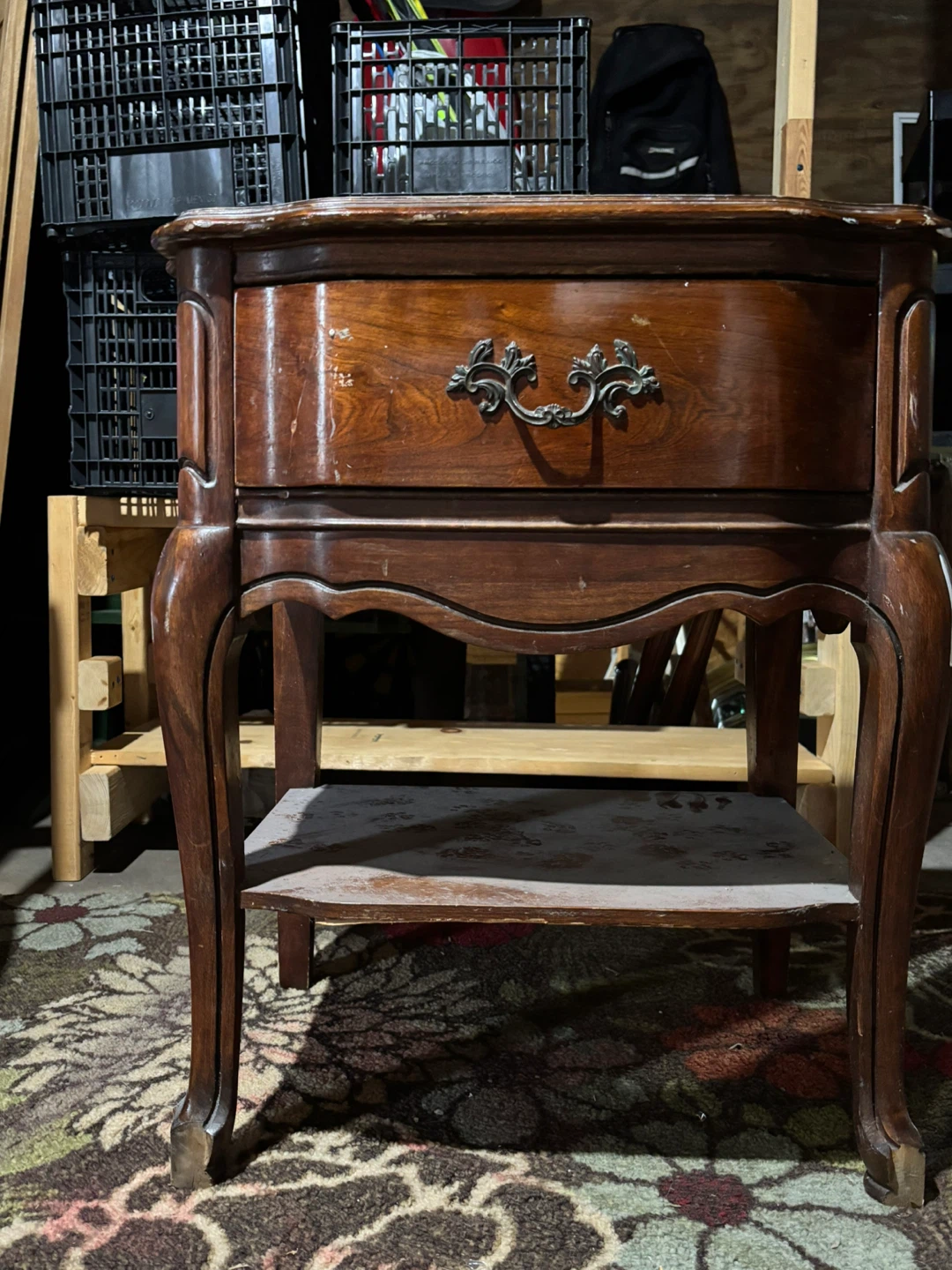 Vintage Wooden End Table with Drawer - photo 3