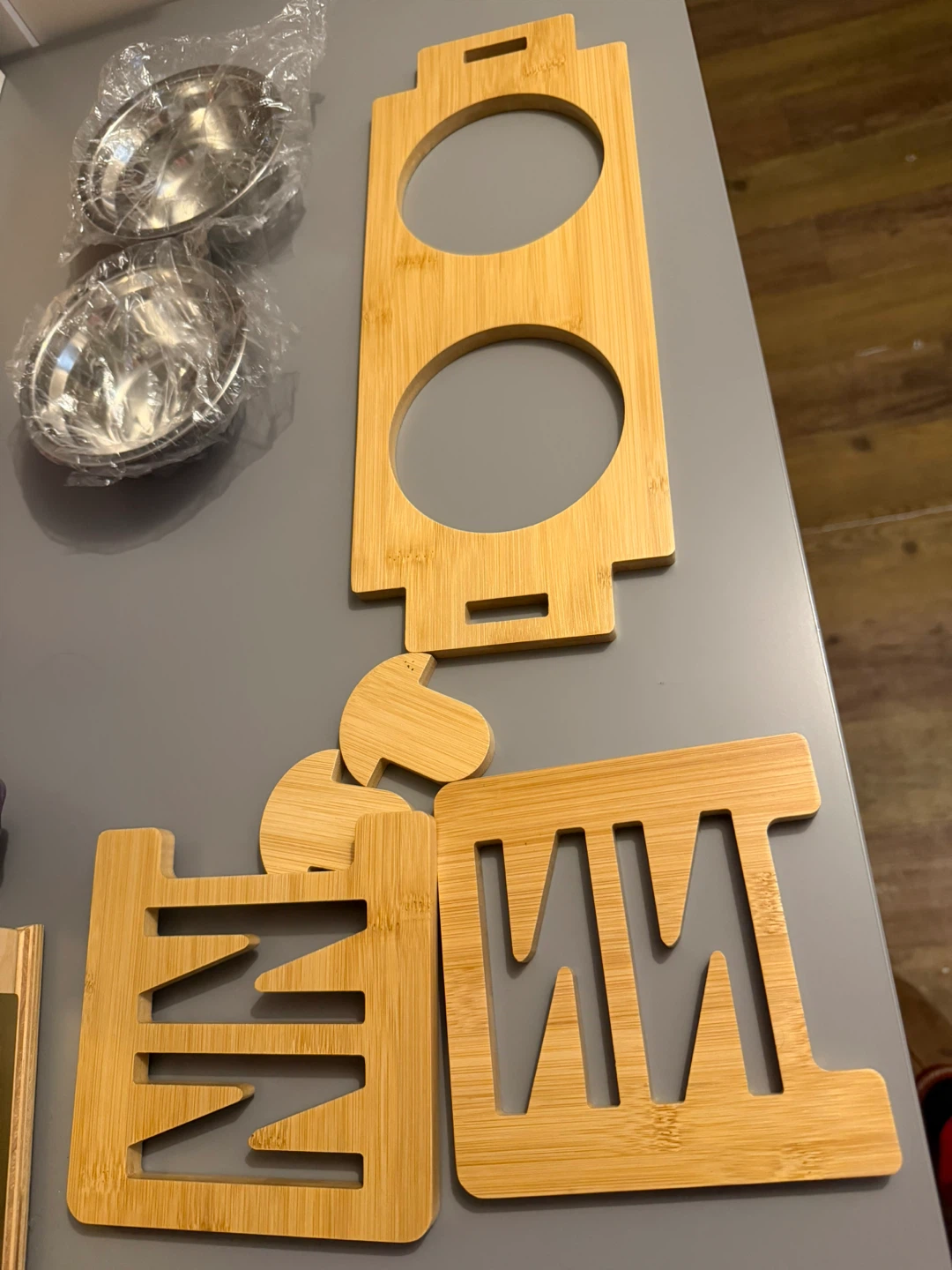 Bamboo Pet Feeder with 2 Stainless Steel Bowls - photo 2