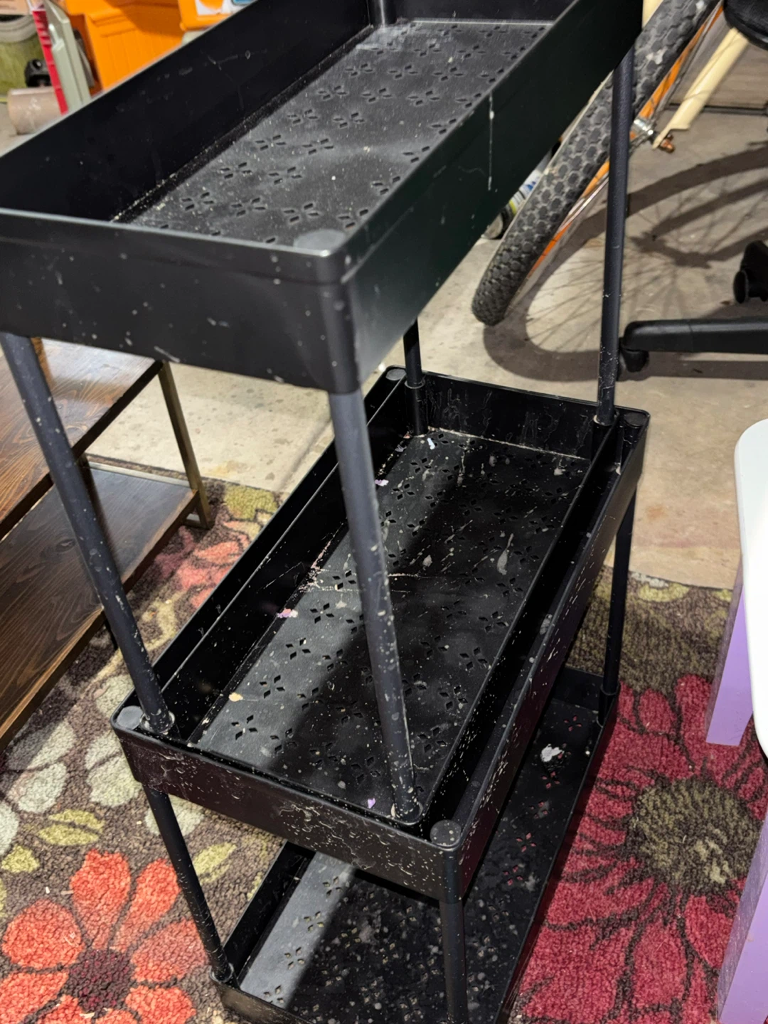 3-Tier Rolling Utility Cart & Wooden Shelf Unit - photo 4