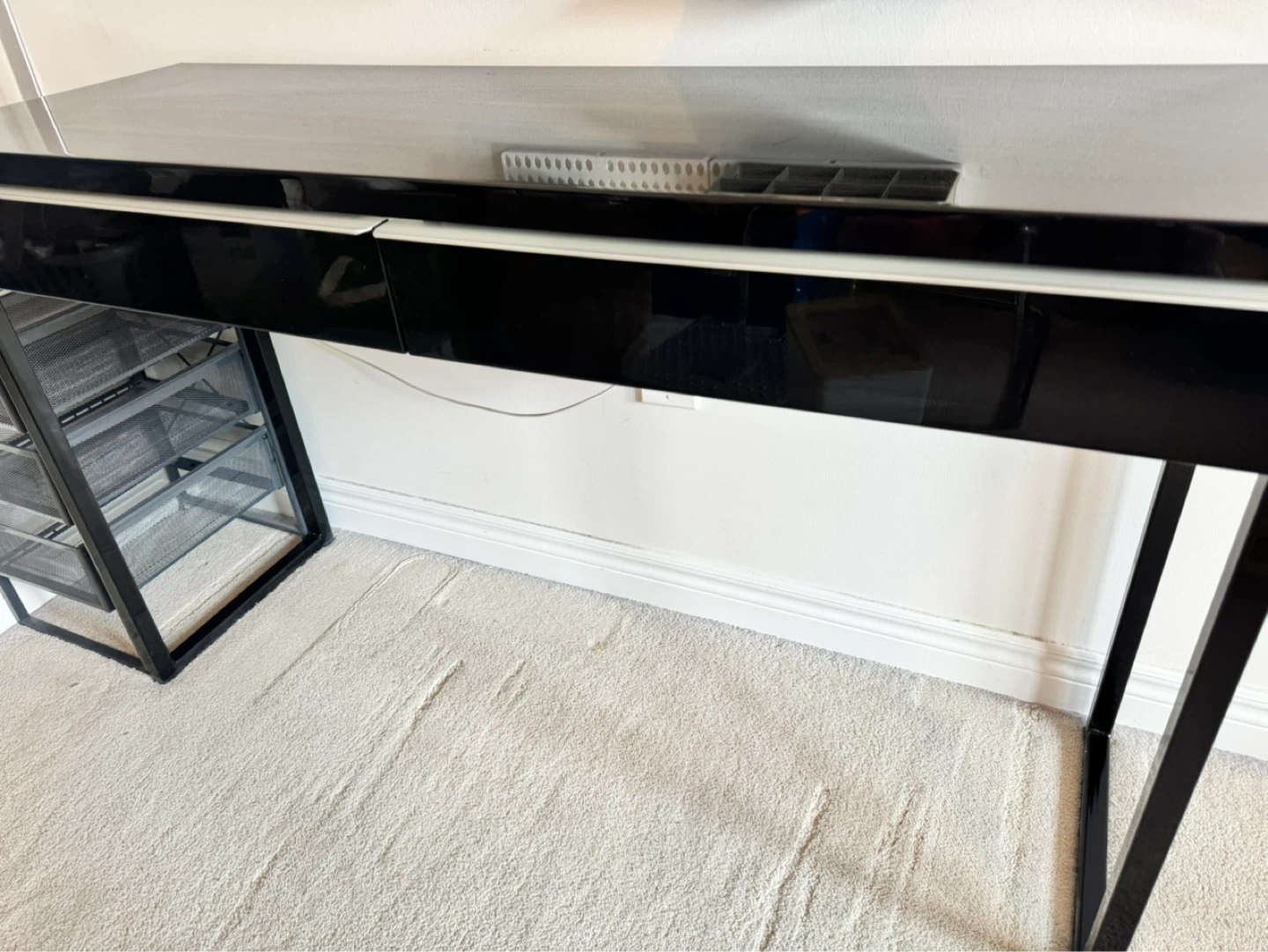 Black Lacquer Desk with 2 Drawers - photo 2