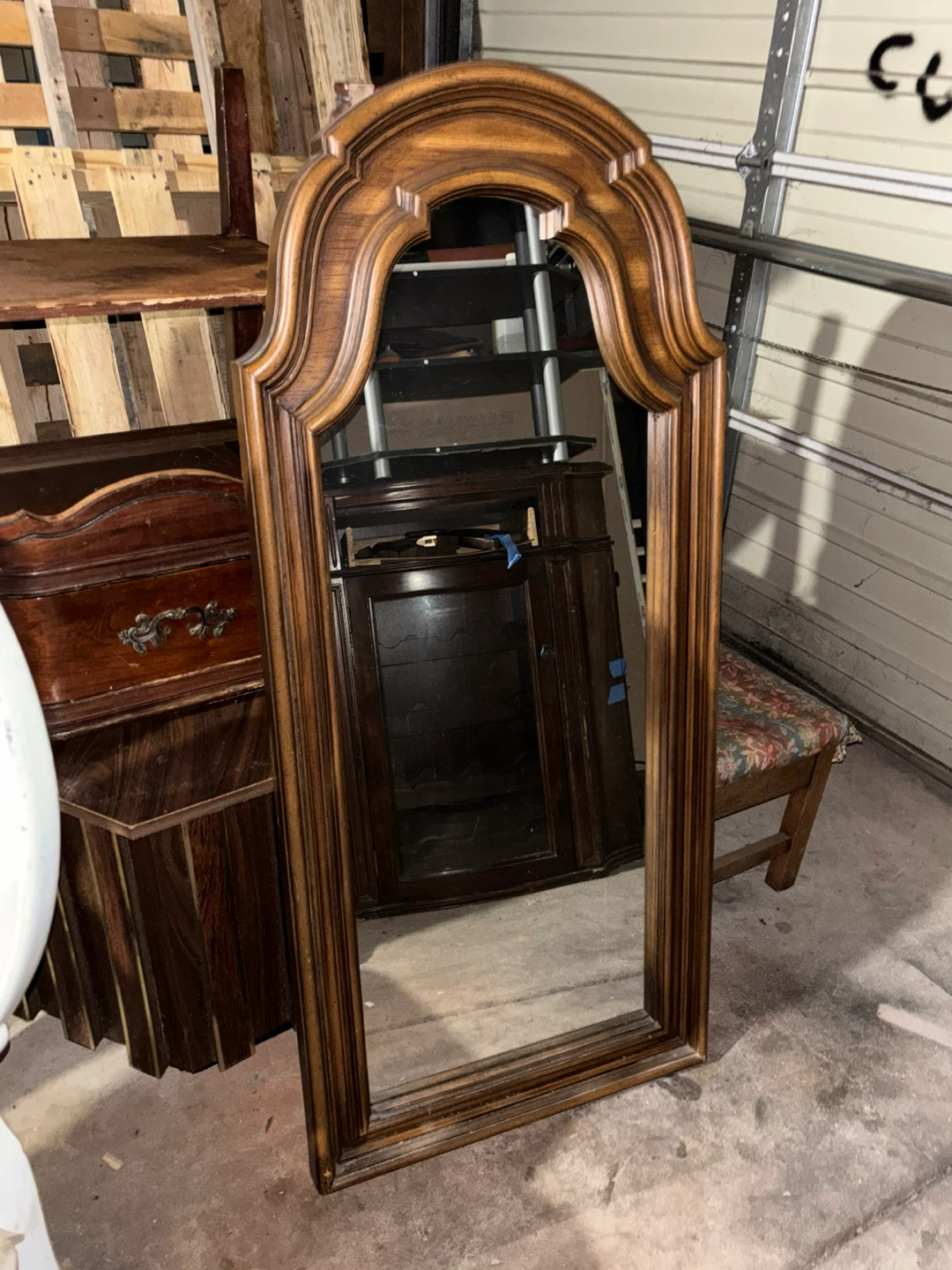 Large Wooden Arch Mirror - photo 2