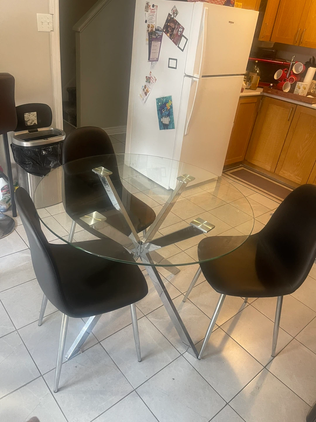 Glass Dining Table Set with 3 Chairs