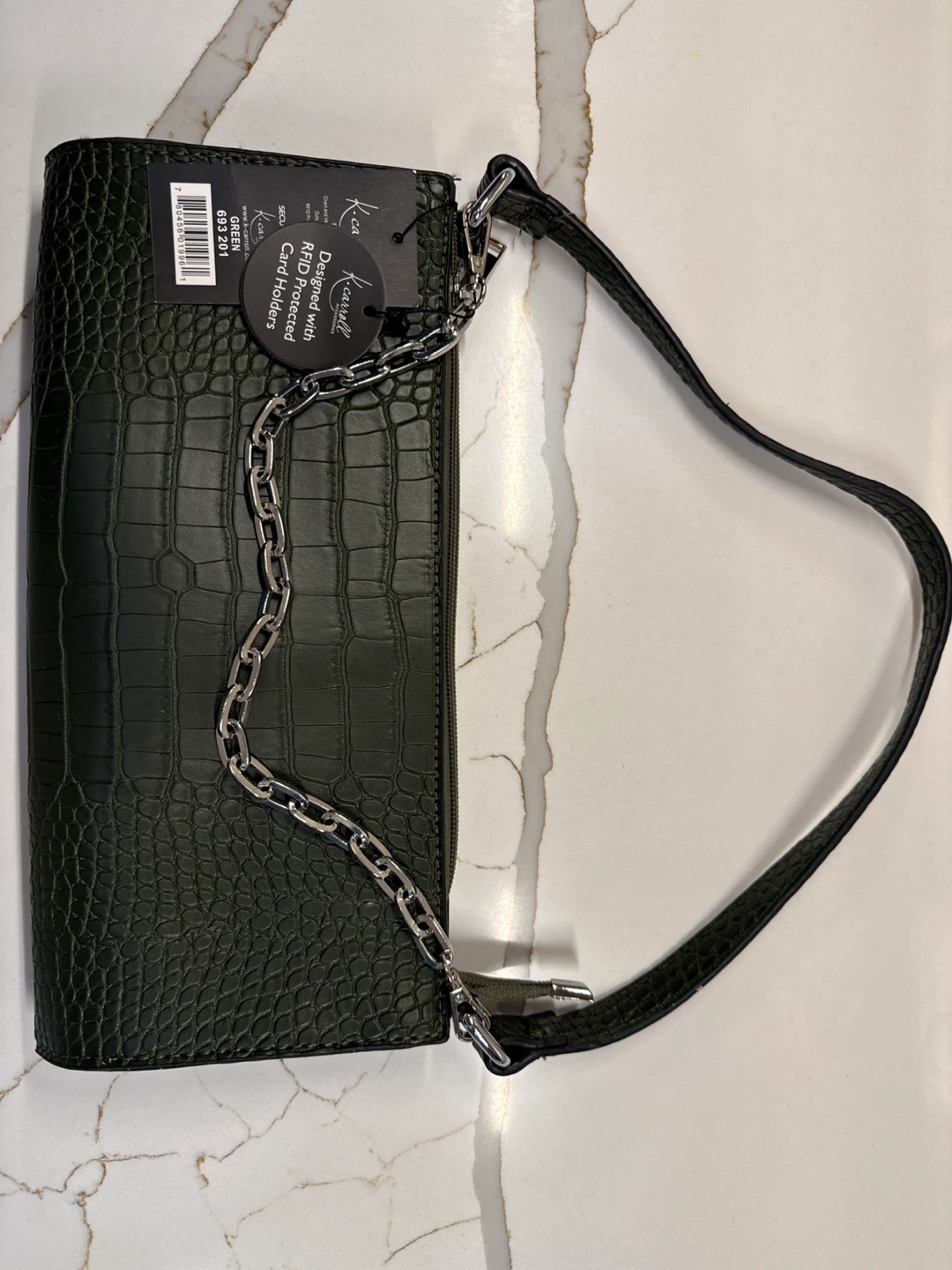 K.Carroll Croc Embossed Shoulder Bag - Green