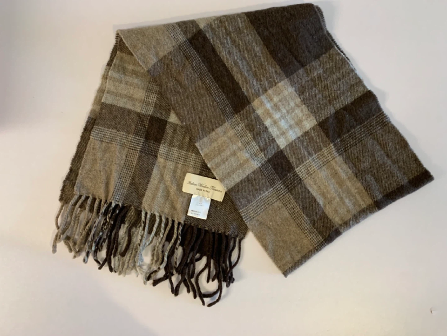Italian Woollen Treasures Plaid Scarf - 100% Recycled Cashmere