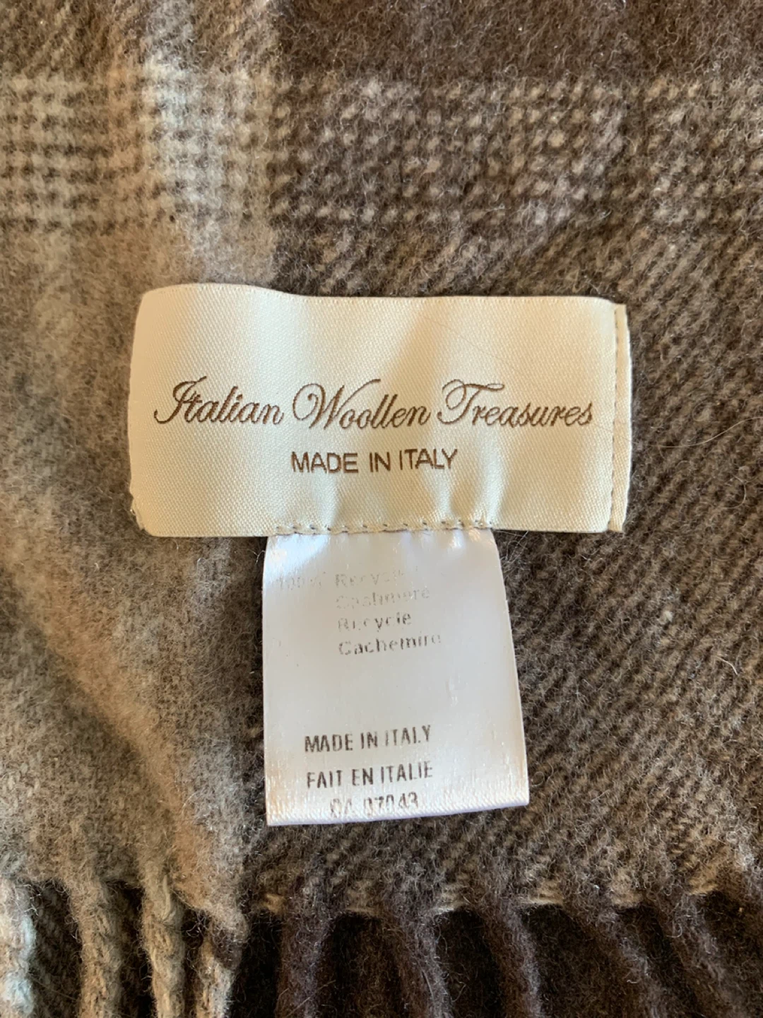 Italian Woollen Treasures Plaid Scarf - 100% Recycled Cashmere - photo 2
