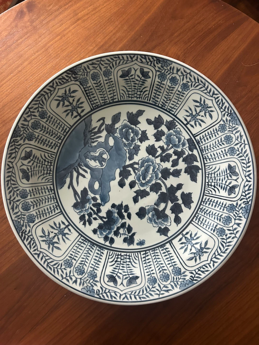 Blue and White Floral Ceramic Plate