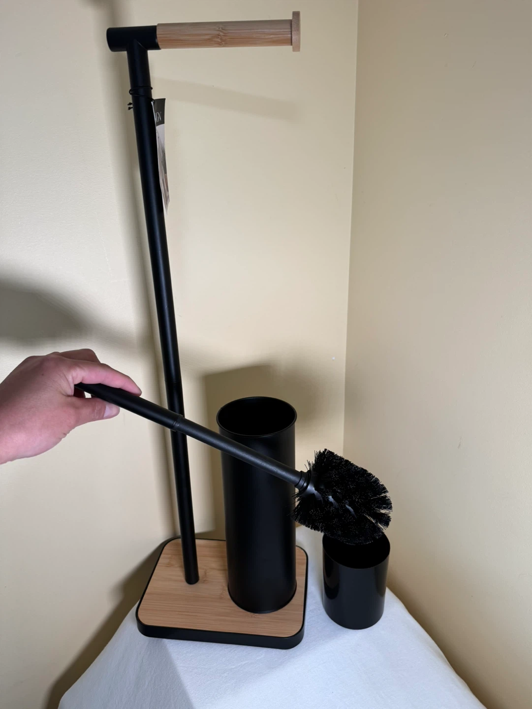mDesign Freestanding Toilet Paper Holder and Brush Set - photo 2