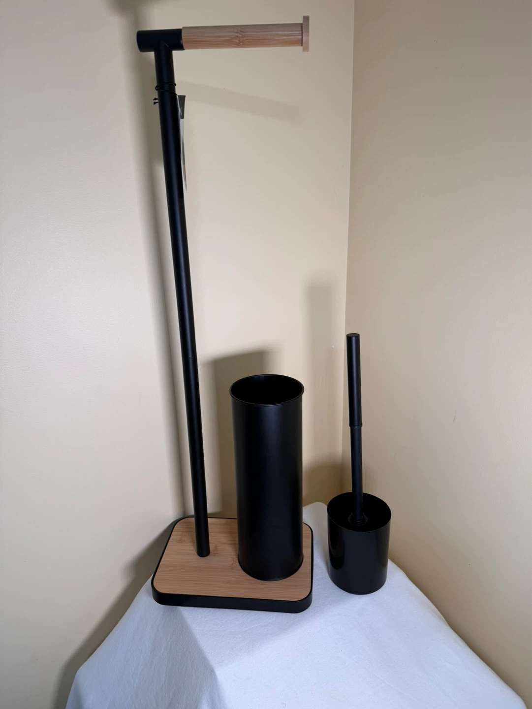 mDesign Freestanding Toilet Paper Holder and Brush Set - photo 3