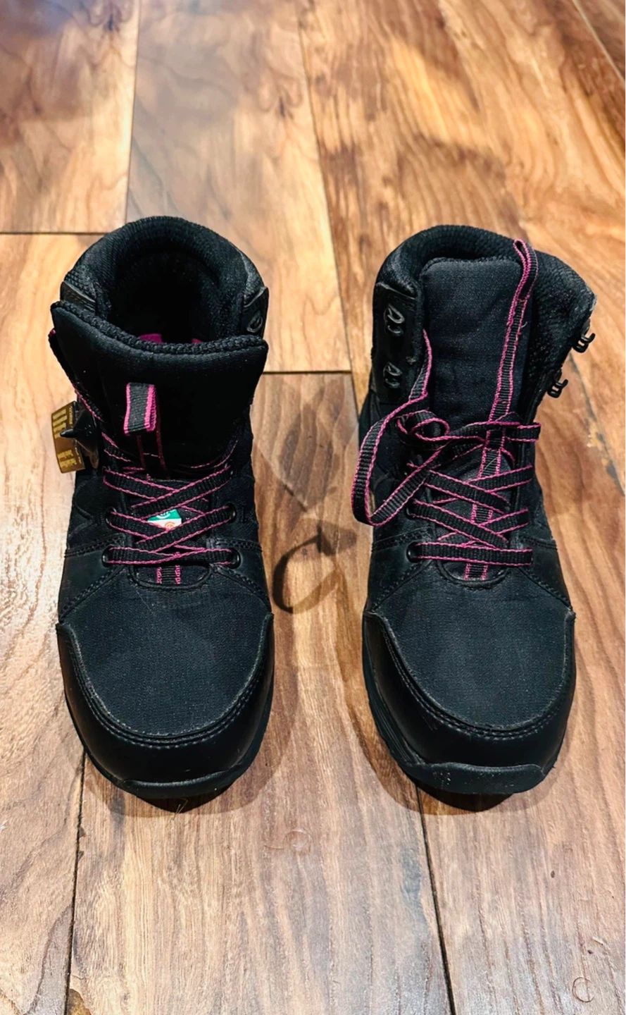 Black Composite Toe Work Boots with Pink Laces - photo 2
