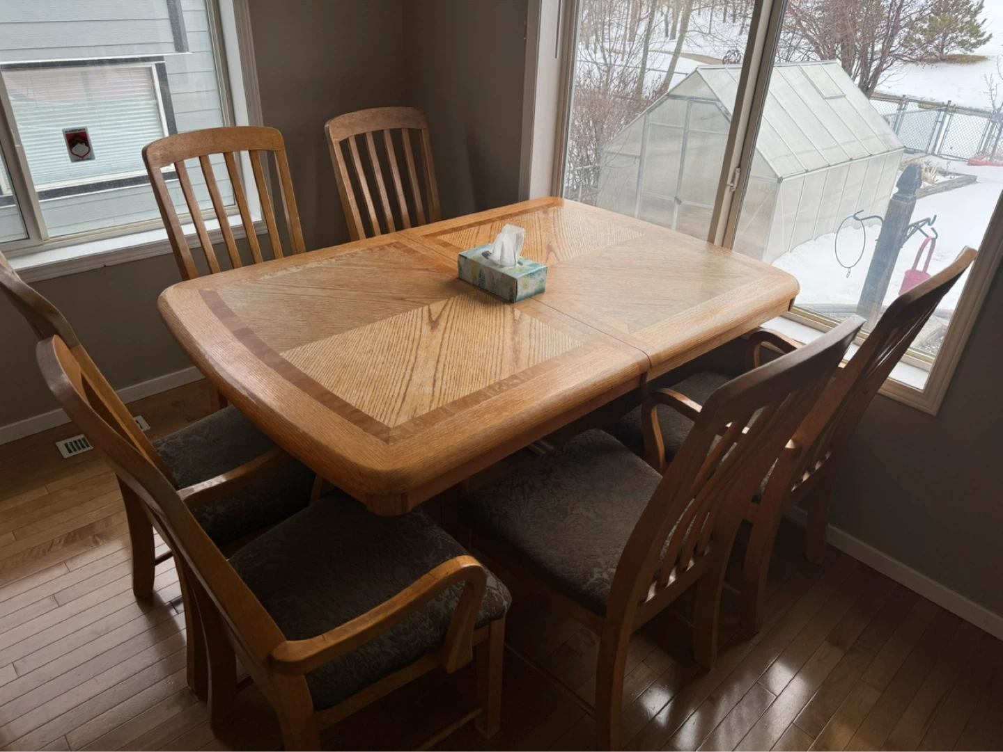 Solid Oak Dining Table and Chairs Set