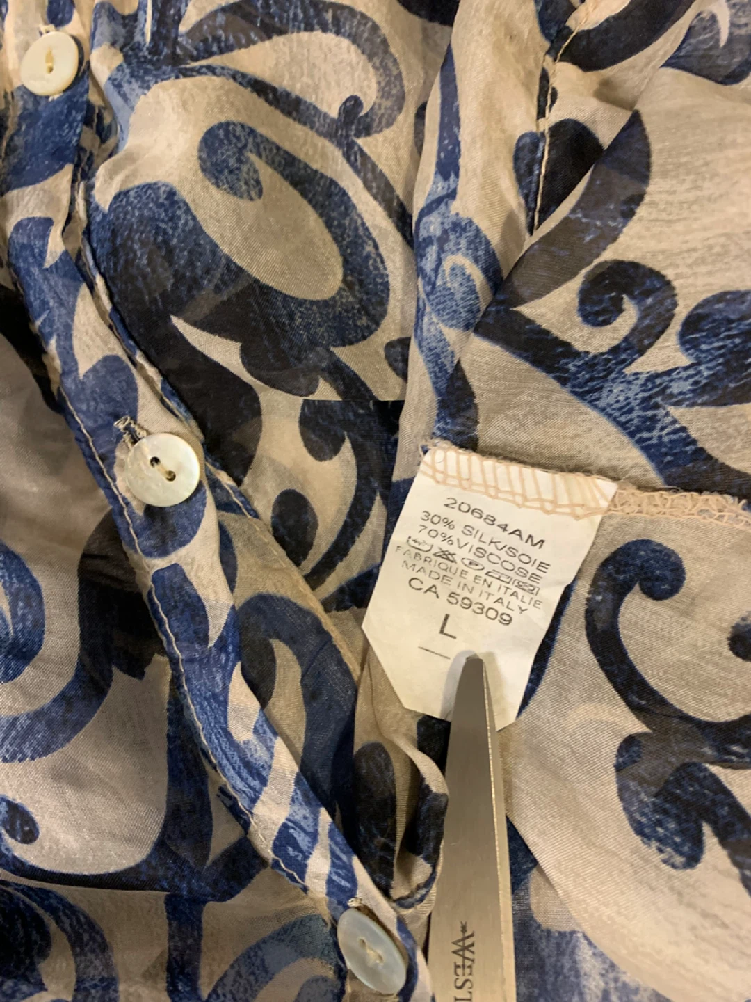 Angela Mara Sheer Floral Print Tunic Blouse Size L - photo 5