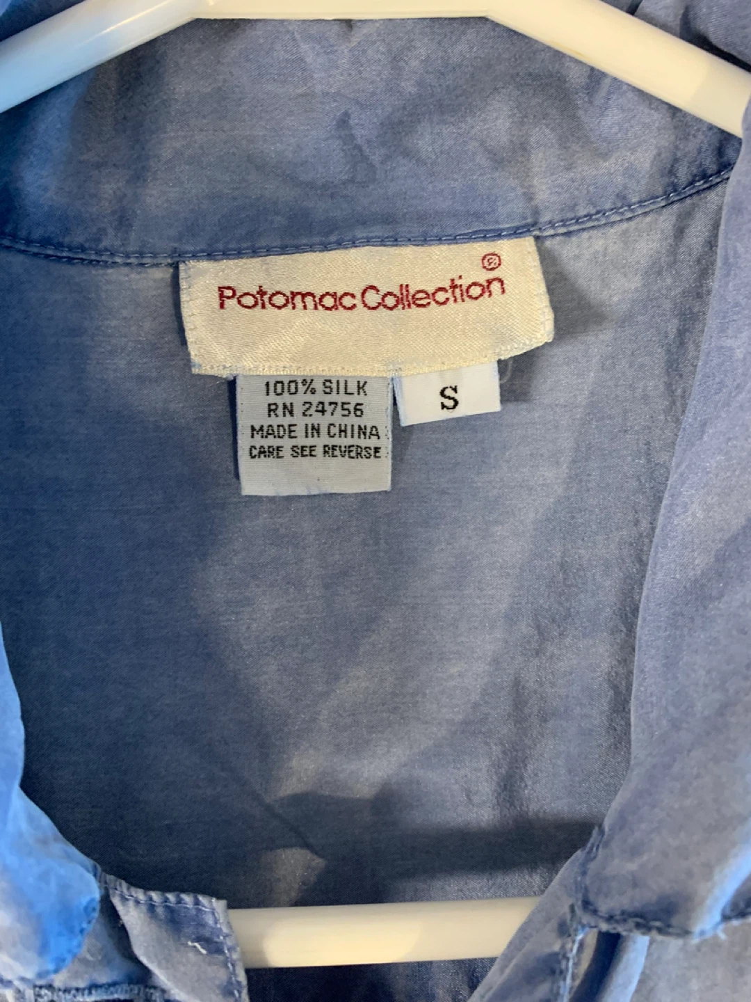 Potomac Collection Blue Silk Short Sleeve Shirt - Size S - photo 3