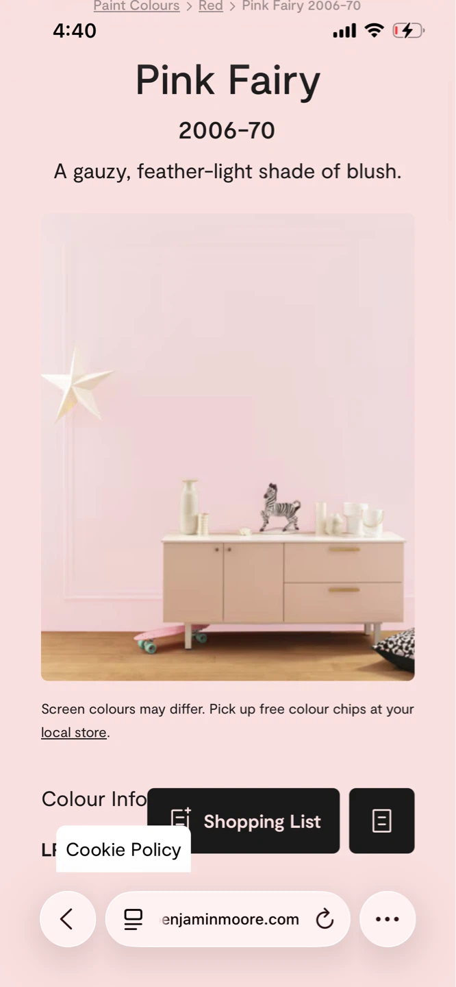 Benjamin Moore Pink Fairy 2006-70 Paint Can - photo 2