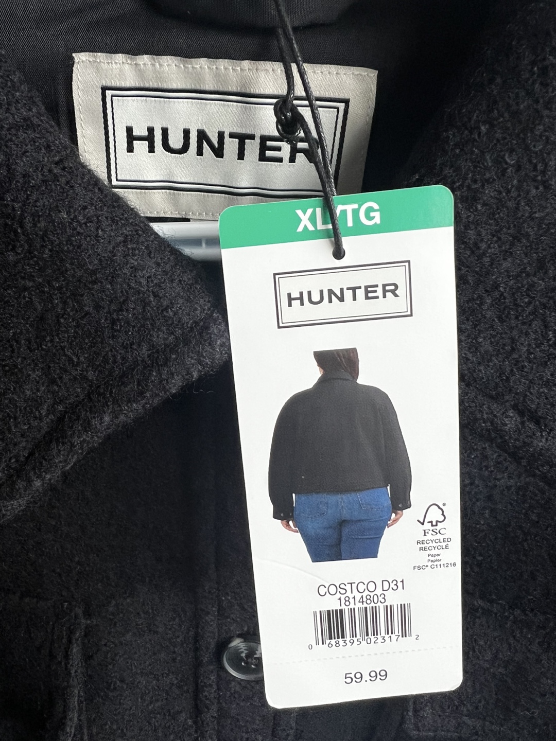 Hunter Black Wool Blend Jacket XL/TG - photo 3