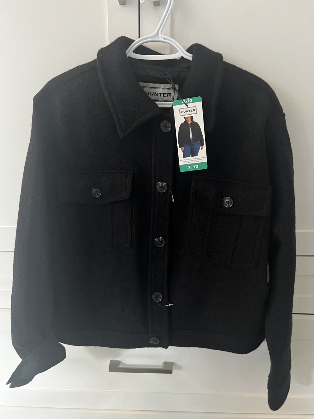 Hunter Black Wool Blend Jacket XL/TG