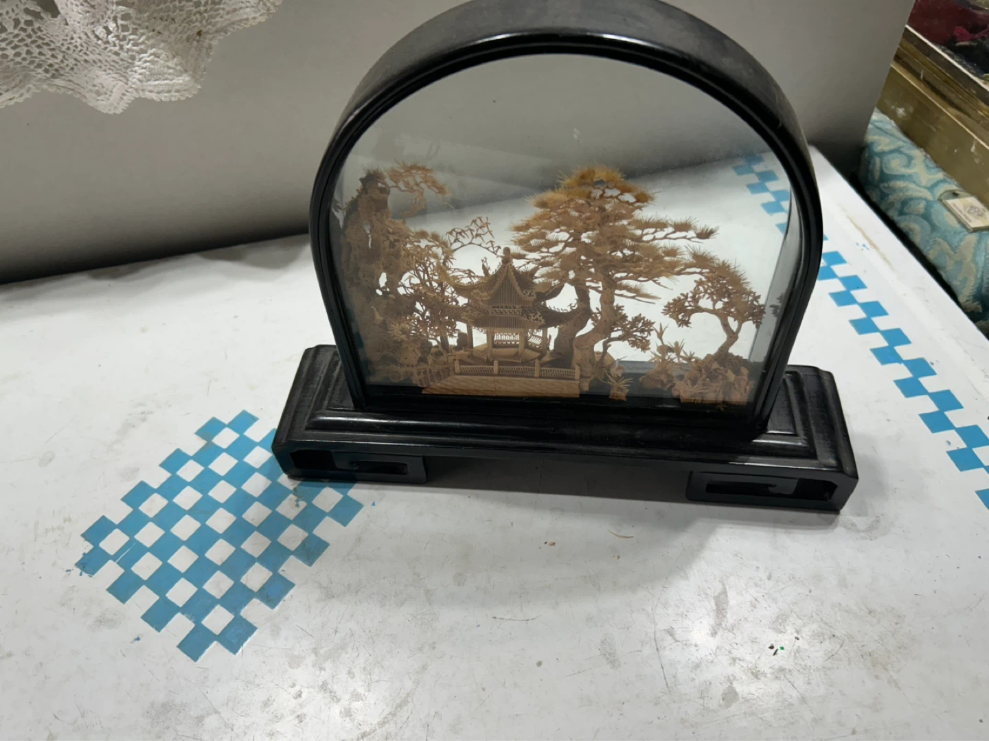 Cork Carving Miniature Landscape Scene Display