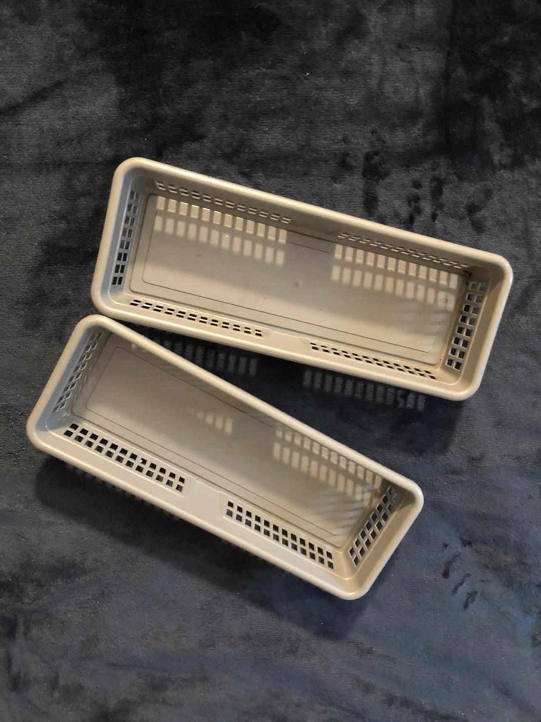 Set of 2 Grey Plastic Storage Baskets