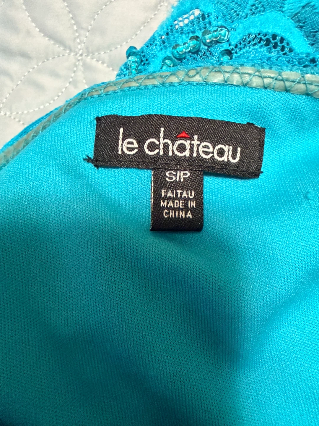 Le Chateau Blue Lace Tiered Beaded Dress Size S - photo 3