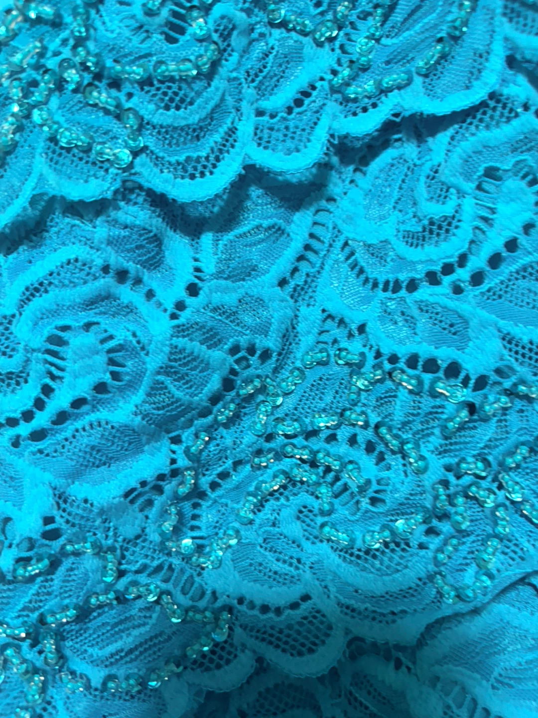 Le Chateau Blue Lace Tiered Beaded Dress Size S - photo 2