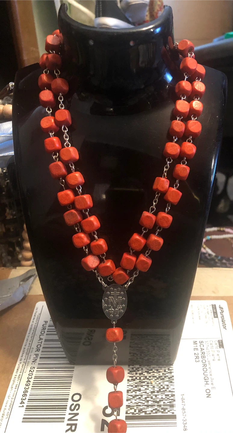 Red Wooden Rosary Beads - photo 4