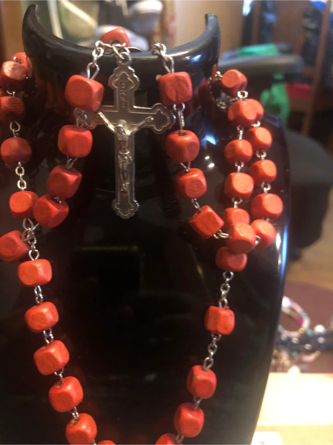 Red Wooden Rosary Beads