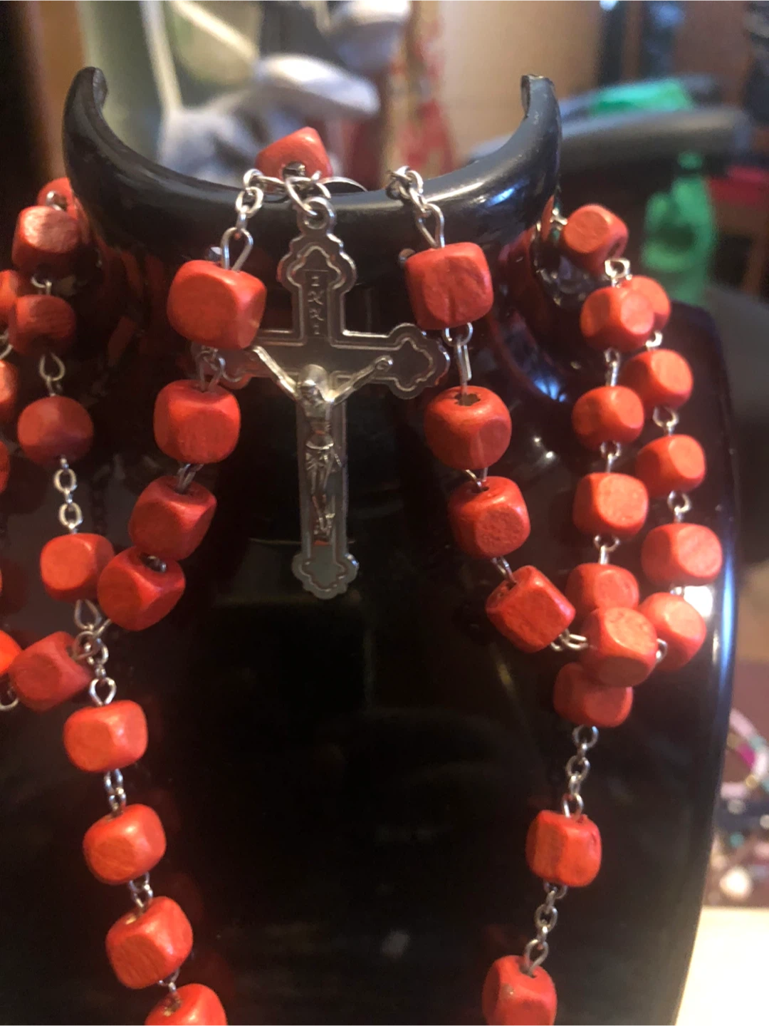 Red Wooden Rosary Beads - photo 2