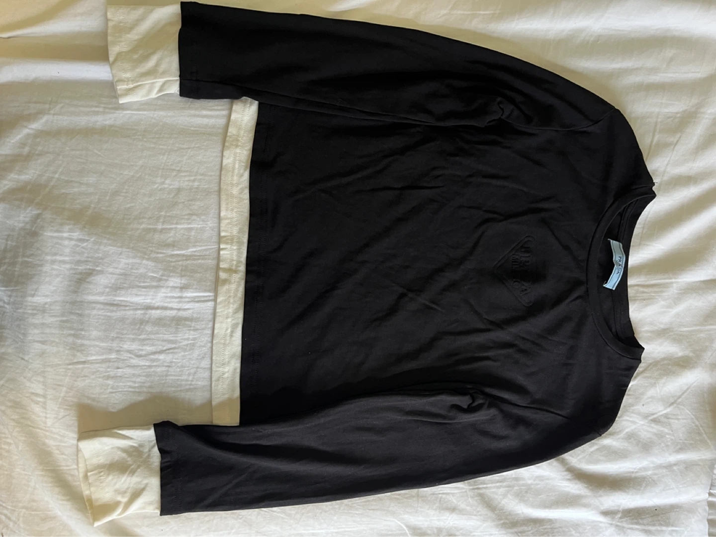 Prada Black & White Long Sleeve Layered Top