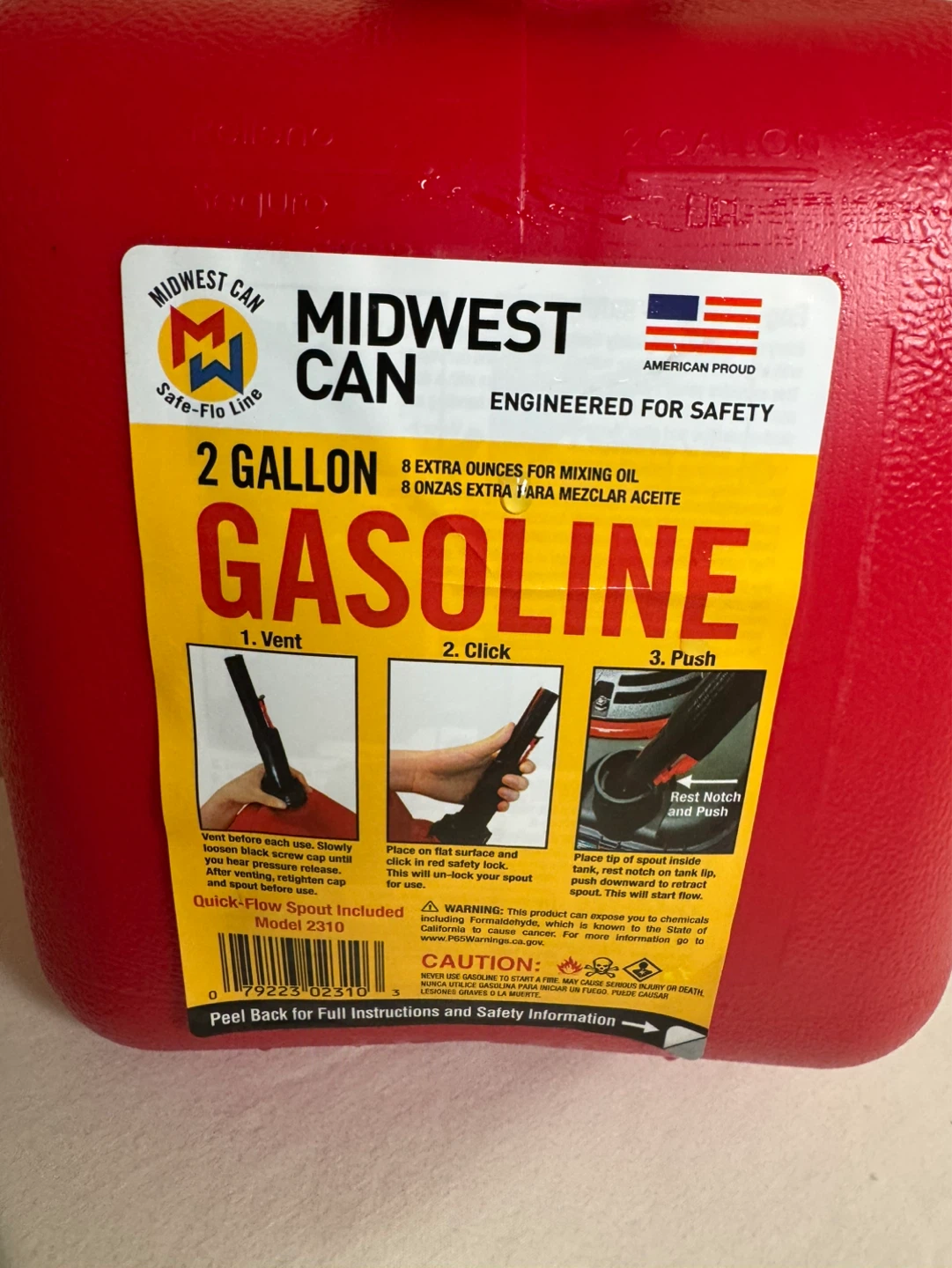 Midwest Can 2 Gallon Gasoline Can - photo 2