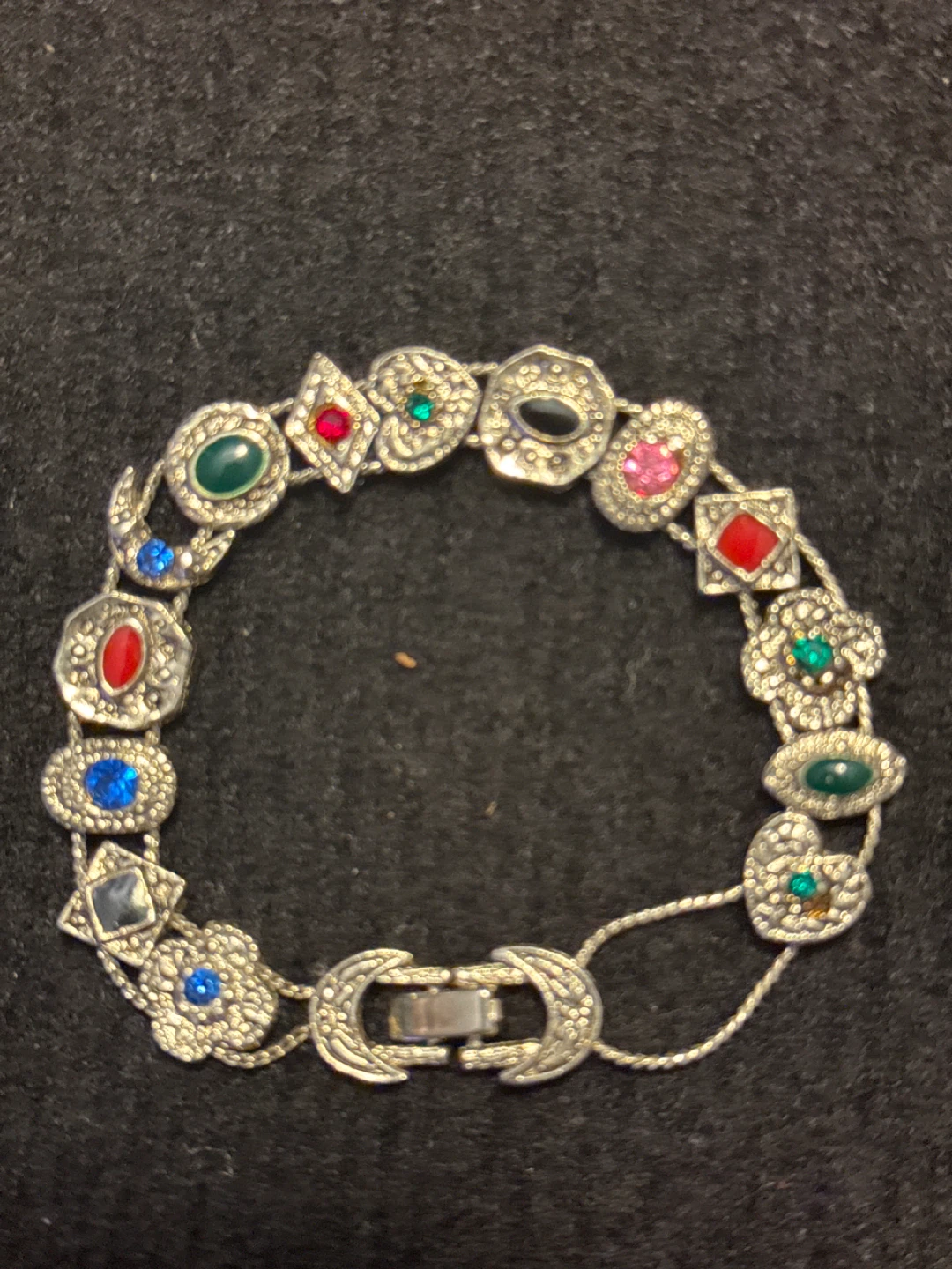 Assorted Gemstone Charm Bracelet