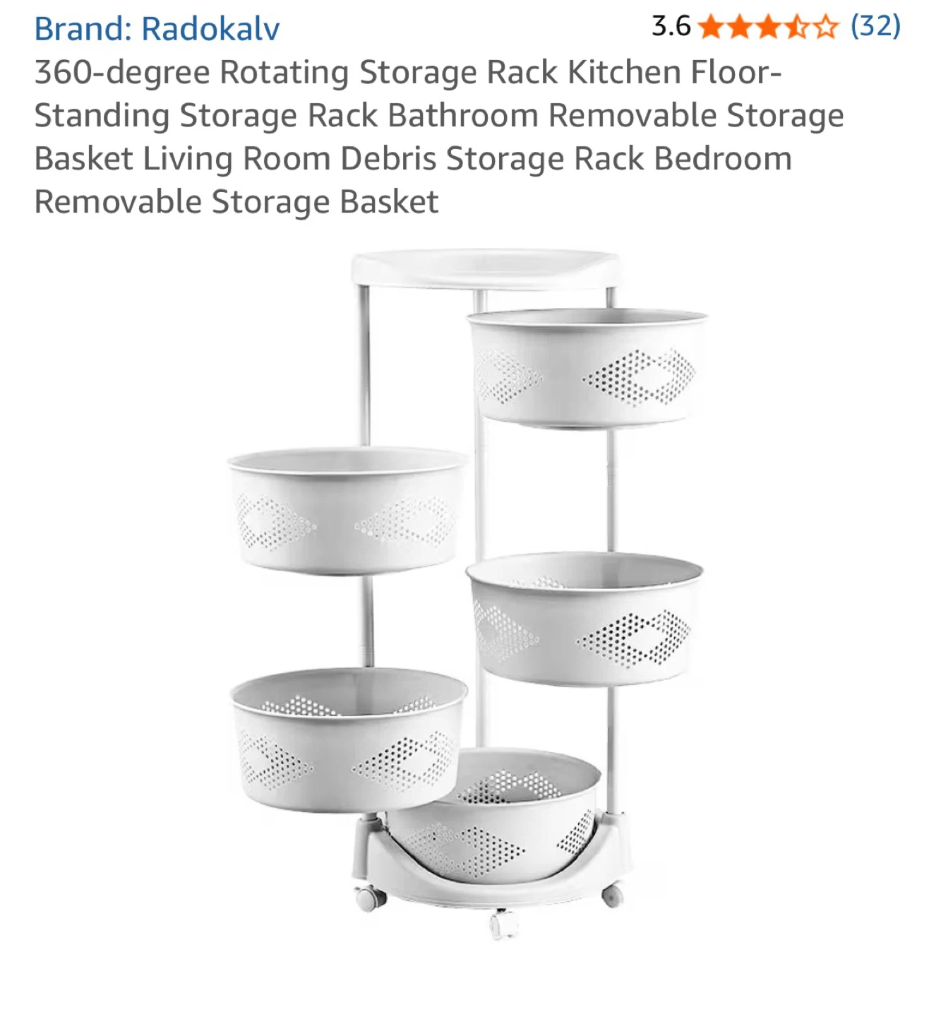 Radokalv White 5-Tier Rotating Storage Basket