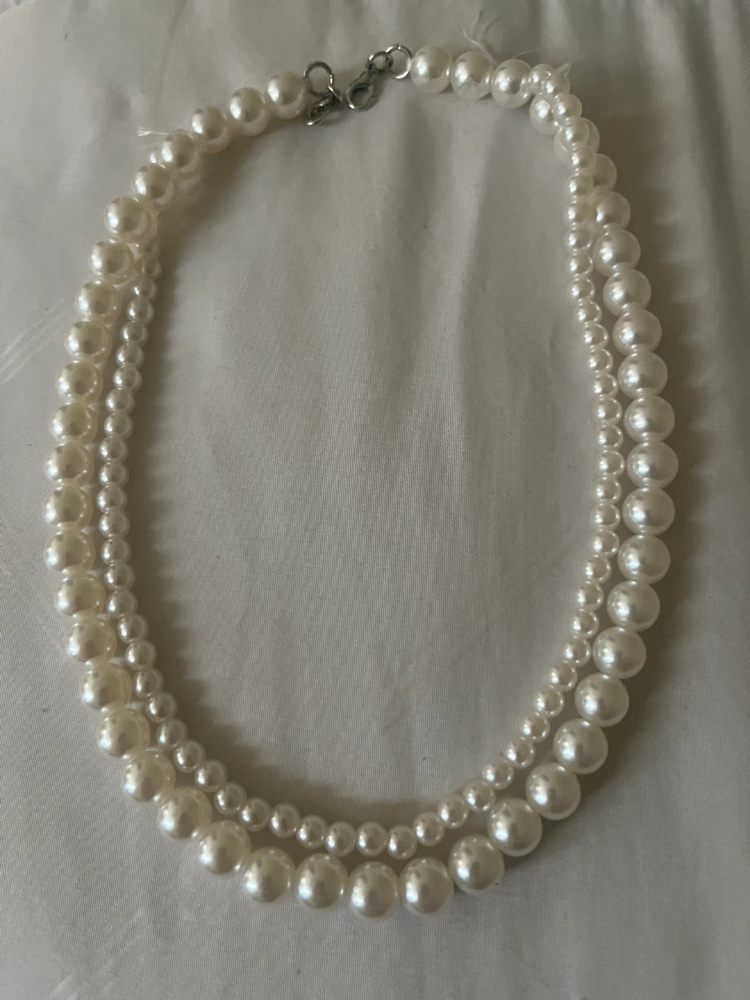 Double Strand Faux Pearl Necklace