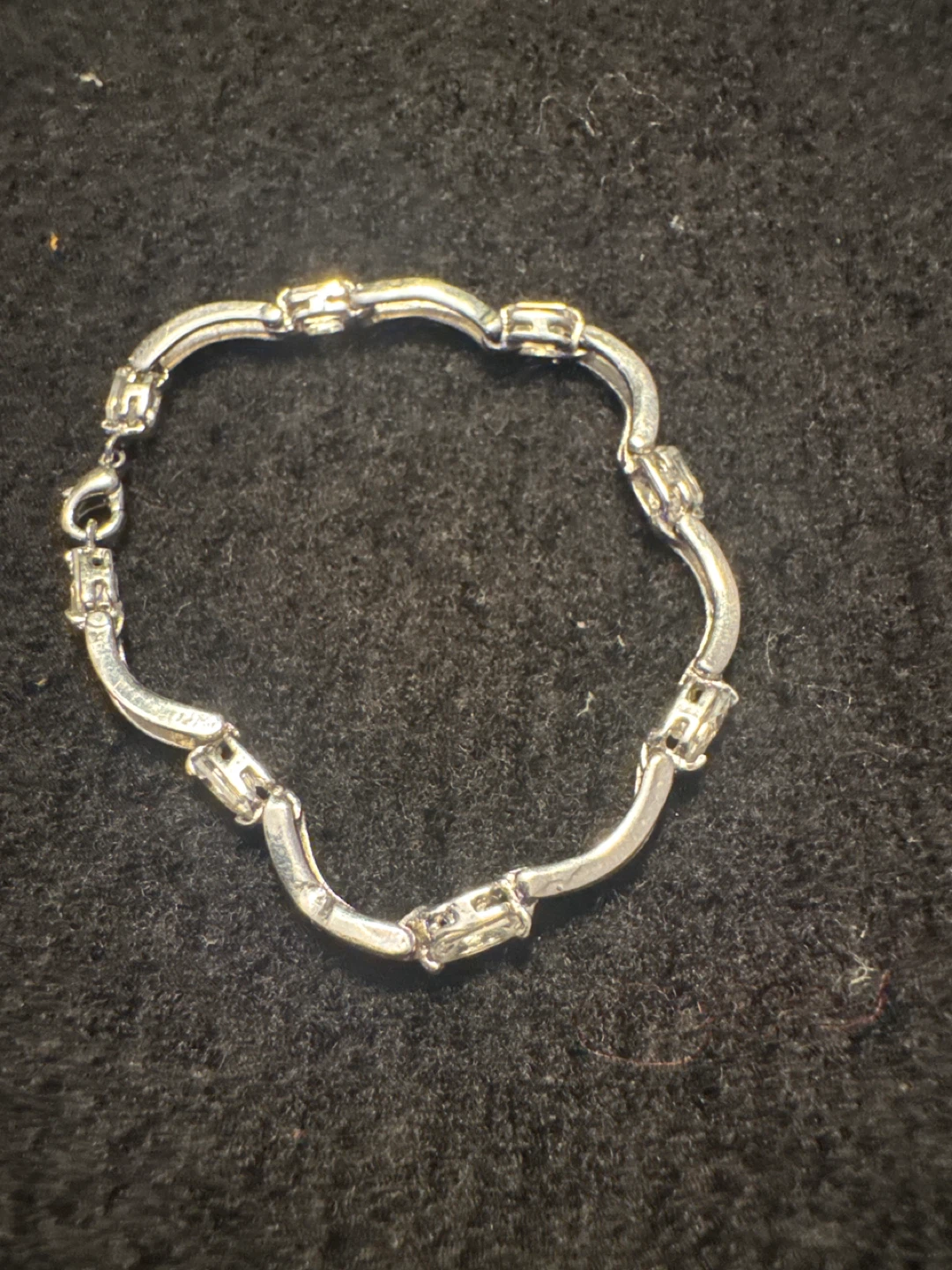 Silver-tone bracelet with clear rectangular stones - photo 2