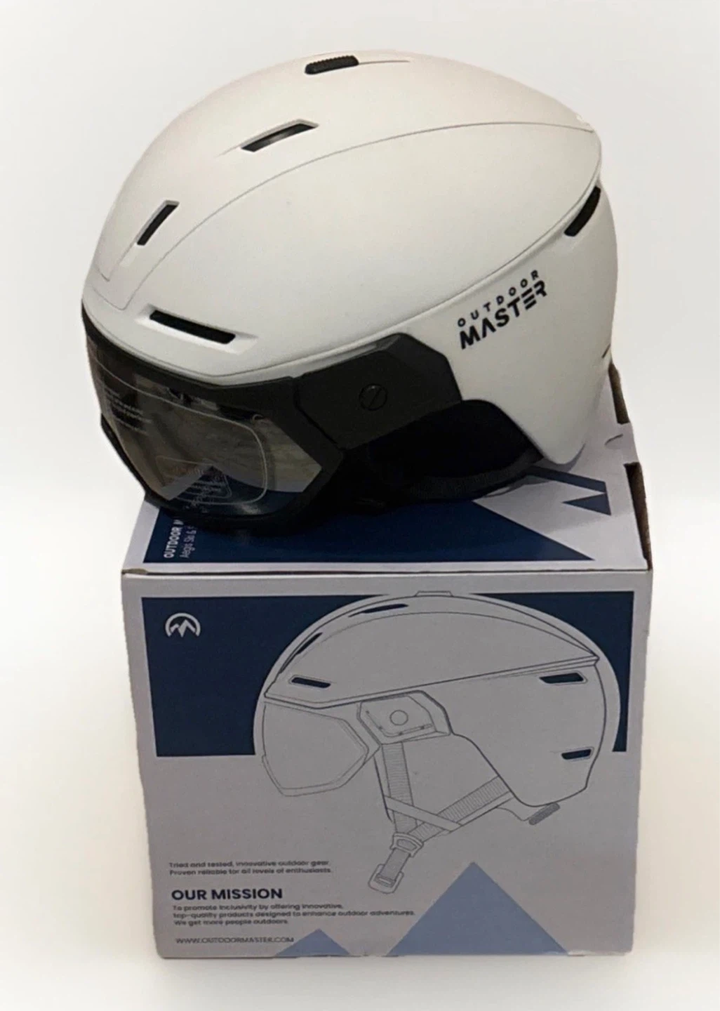 Outdoor Master White Ski Helmet with Visor - Size M