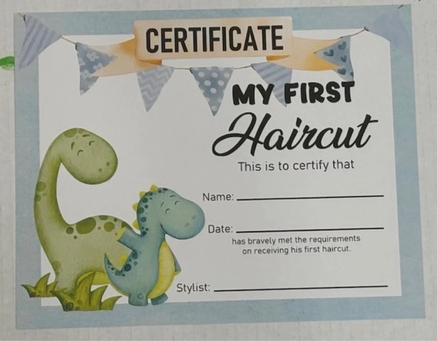 My First Haircut Certificates - Dinosaur Design - photo 2