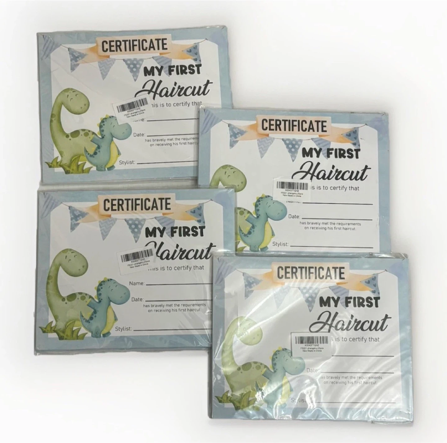 My First Haircut Certificates - Dinosaur Design
