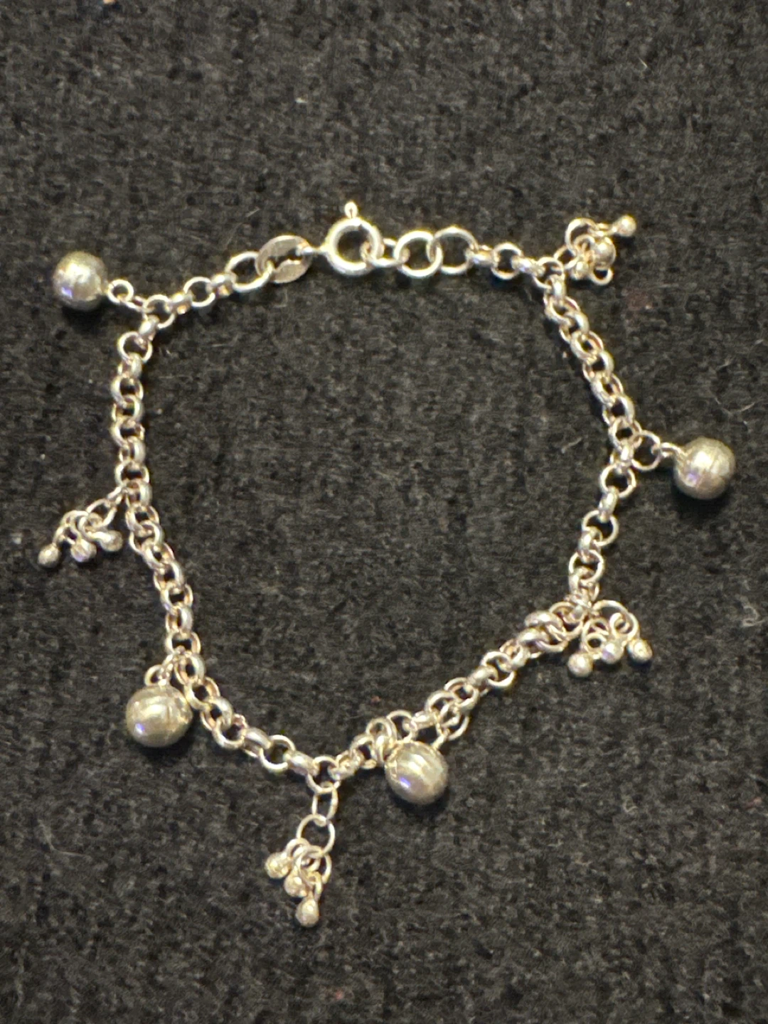 Silver Anklet with Charms